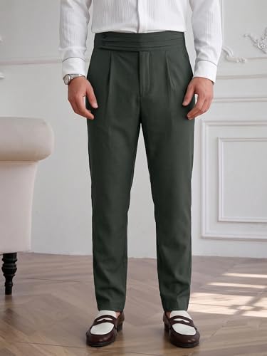 Image of TOPLOT Men's Cotton Casual Trouser | Elegant Pleated Front with Dual-Button Waistband | Comfortable Stretch Elasticity for Easy Movement | Tapered Ankle Finish | Casual & Office Wear (5277)