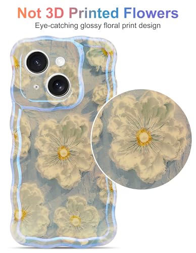Coque iPhone 14 Plus fleur bleue pour un style rétro en terrasse - 2