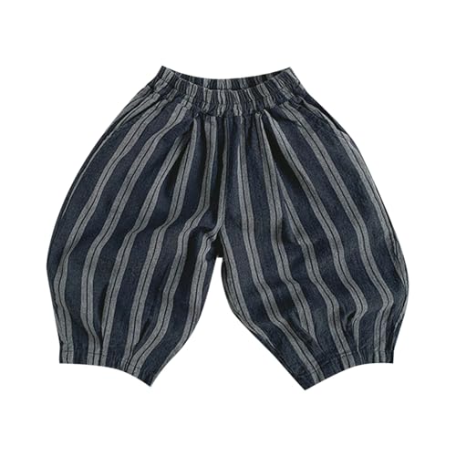 Kids Elastic Striped Harem Trousers Unisex Baby Boys Girls Casual Cotton Linen Loose Long Baggy Pants Toddler Clothes