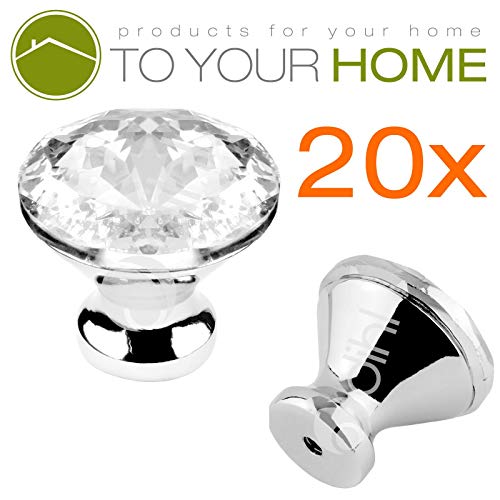 Dihl Crystal Glass Door Knobs, Pack of 20 Doorknobs, 29mm Wide - Image 2