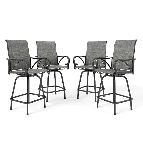 Sophia & William Swivel Outdoor Bar Stools Set of 4, Dark Grey