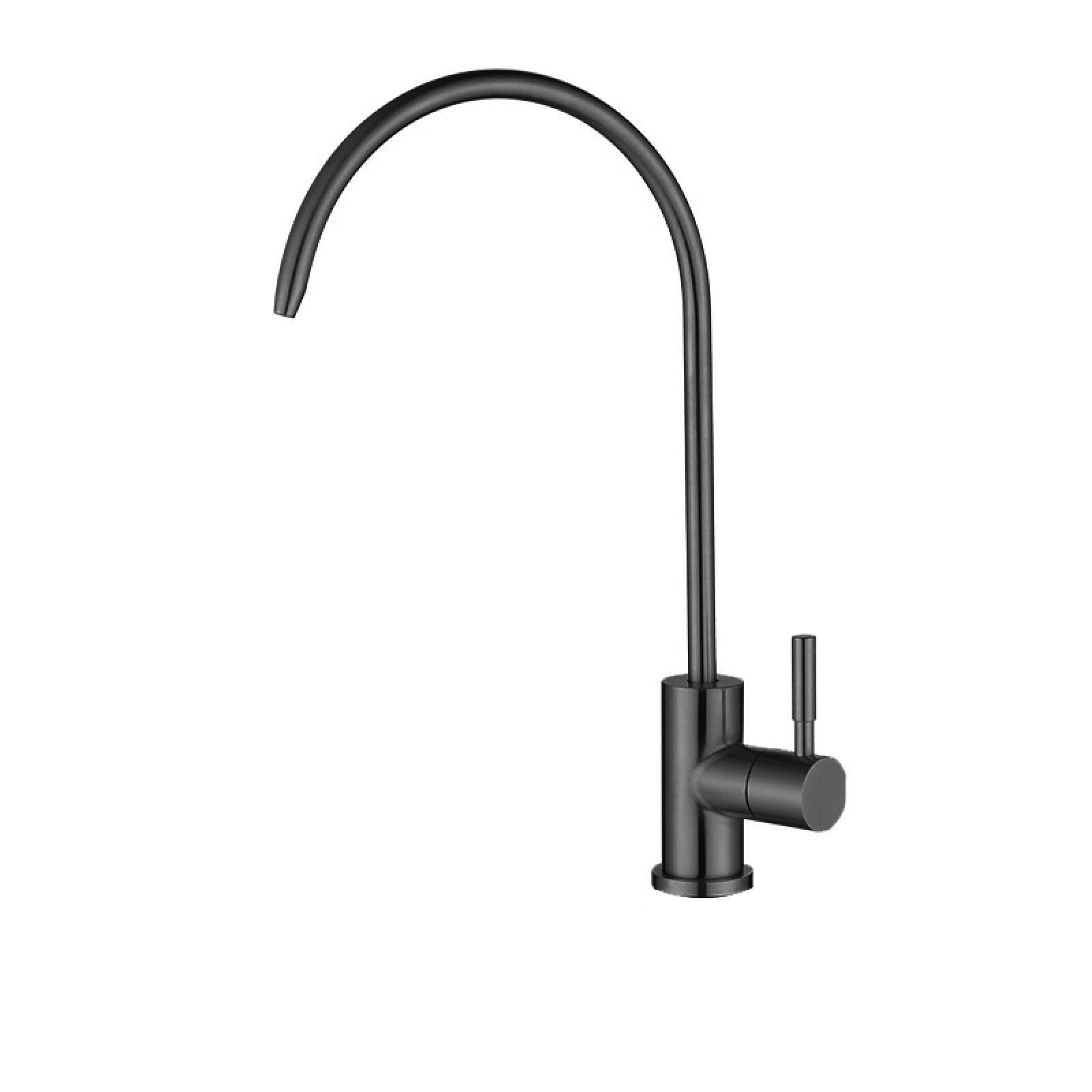 HTTGDGDH Water Filter Tap,Drinking Water For Reverse Osmosis,Gooseneck Kitchen Tap,Brushed,Black-A