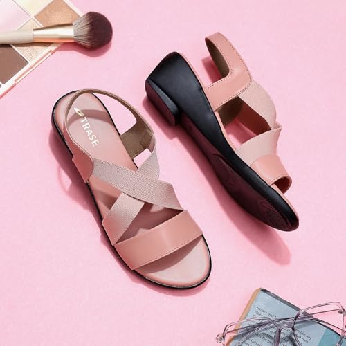Image of TRASE Women's Fashion Sandals | Faux Leather Comfortable and Stylish Wedge | For Casual Wear & Formal Wear Occasions 2 inches heel for Women & Girls