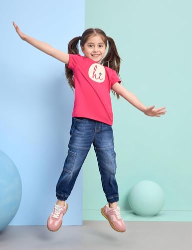 Image of Amazon Brand - Symbol Girls 100% Cotton Graphic Printed Half Sleeves Regular fit T-Shirt