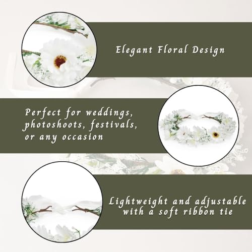 Radhu & Kabby White Daisy Floral Tiara - Image 7