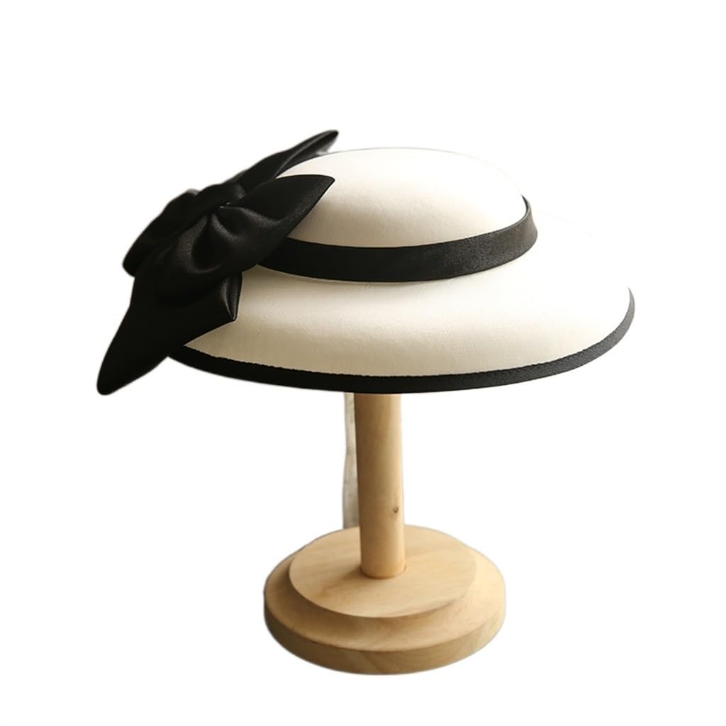 Chapeau de dîner avec nœud en satin noir au design français exclusif