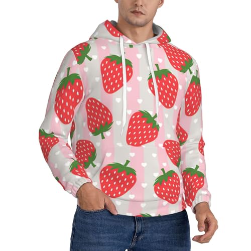 Sweat à capuche fraise homme pull sport streetwear confortable