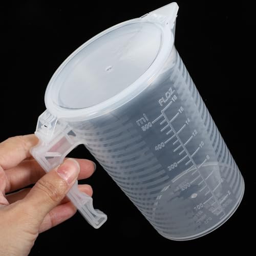 Vaso medidor plástico transparente 500 ml con tapa y asa miniatura 5