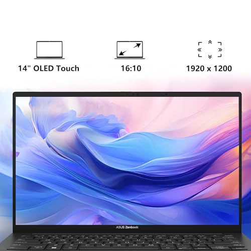 Image of ASUS Zenbook 14 OLED Laptop | 14 inch WUXGA Lumina OLED Touch (100% DCI-P3, 500nits HDR) | Intel 16-core Ultra 7 255H (Up to 13 Tops) | 16GB DDR5 512GB SSD | Backlit Fingerprint Win11Pro w /DLCA Accessory