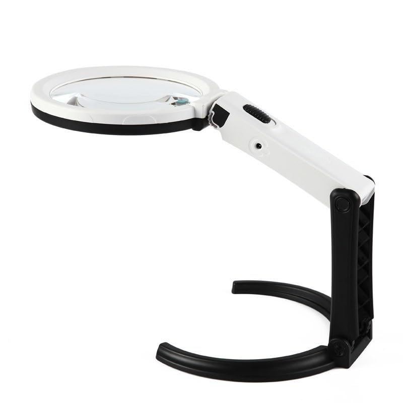Lente d'ingrandimento da tavolo pieghevole a LED con lente d'ingrandimento 1.25X/5X