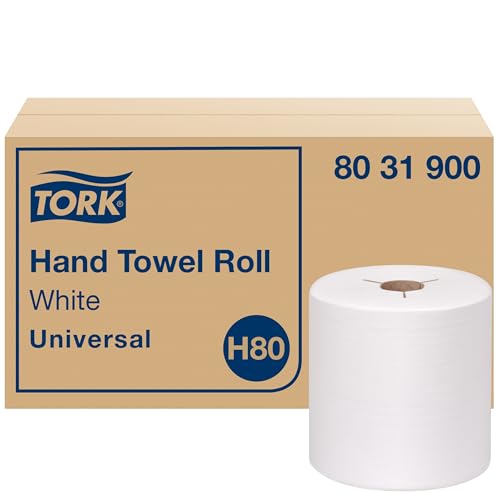 Tork 8031900 Universal Paper Hand Towel Roll, Y-Notch, 1-Ply, 8.0" Width x 800' Length, Natural (Case of 6 Rolls, 800 Feet per Roll, 4,800 Feet per Case)