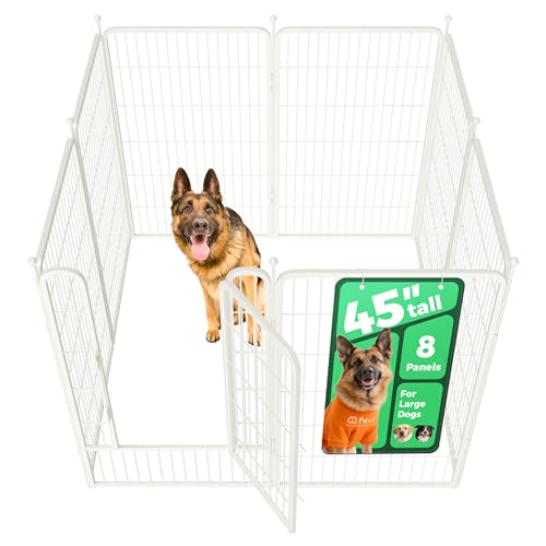 Image of FXW Rollick Unleashed Dog Playpen for Indoor, Yard, RV Camping, 45 inch 8 Panels for Large Dogs, White│Patented