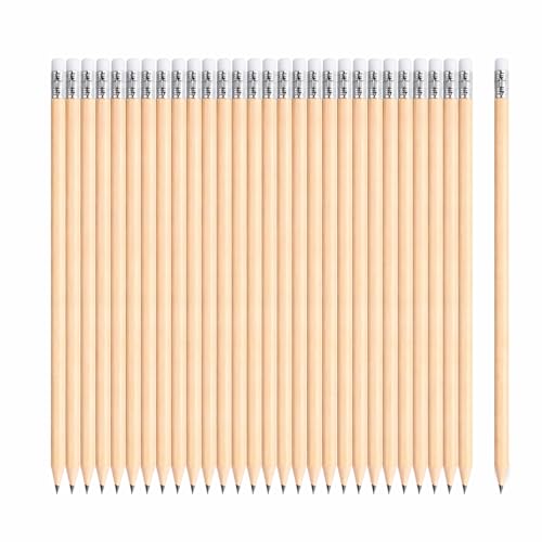 NIPORO HB Lot de 100 crayons à papier en bois naturel non laqué, pré-taillés, longueur 19 cm, économique et durables
