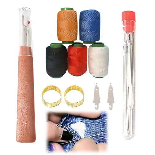 OIXYAZ juego portátil para manualidades DIY,Juego de herramientas de costura de 36 piezas, agujas, hilo y herramientas de reparación manual con agujas, hilo, enhebrador, descosedor y dedal