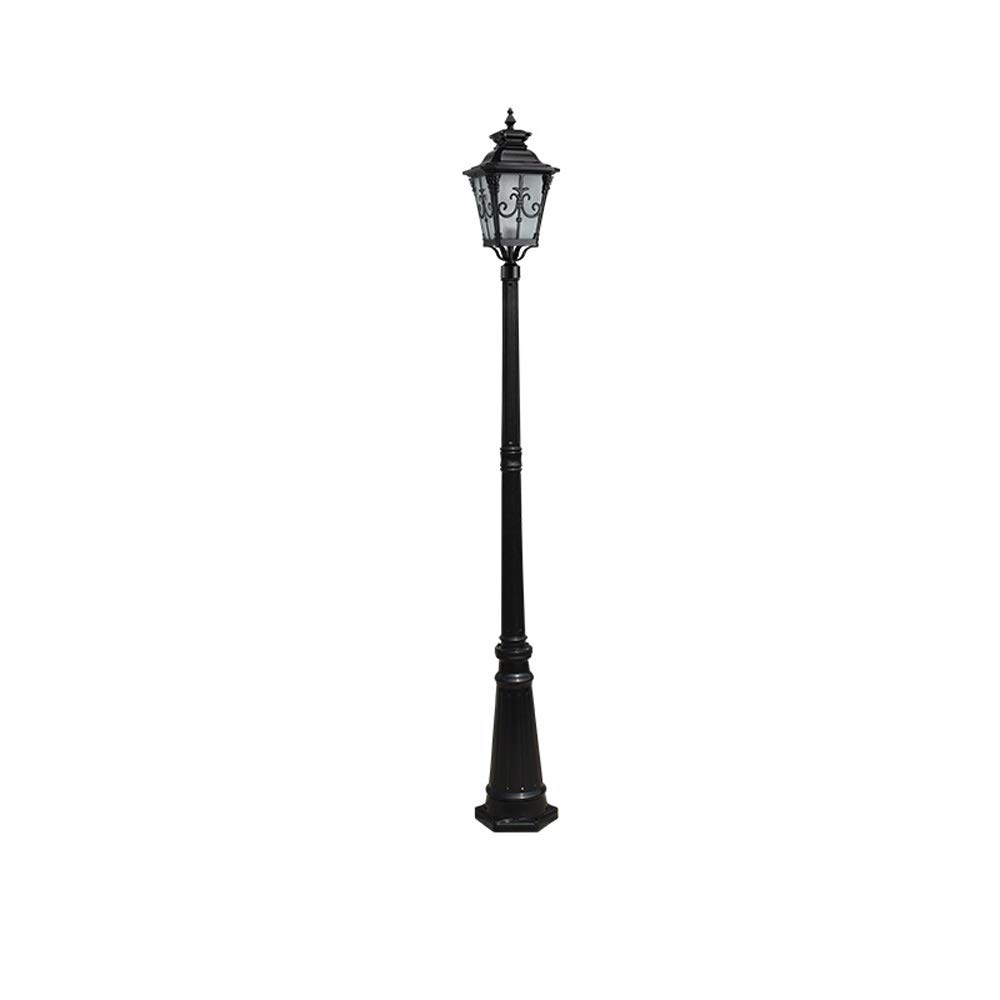 HELCEKOU Outdoor Waterproof Glass Lantern - E27 High Pole Post Light European Retro Design IP54 Die-cast Aluminum for Garden Courtyard Street Path Lighting (220cm Black)