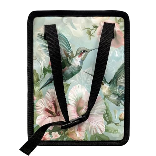 Image of Talayituse Hummingbird Hibiscus Print Car Trash Can with Adjustable Straps, Foldable Car Trash Bag Bin Car Garbage Bag Multipurpose Storage Box for Vehicle Travel Camping Picnicing