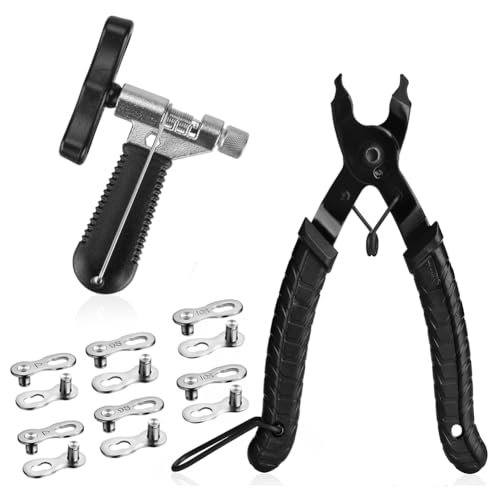A AKRAF Bike Chain Repair Tool Kit with Link Pliers Chain Breaker Splitter and 6 Pairs Missing Links for Shimano SRAM and KMC Compatible 7-11 Speed and Single Speed Bicycle Chains