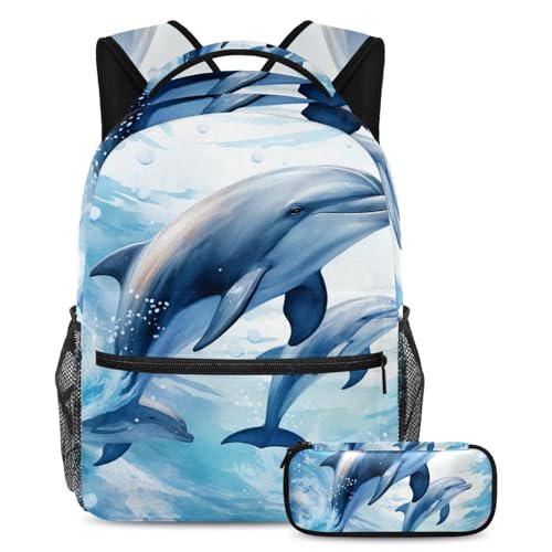 Sac à dos baleine monde marin anti-déchirure et grand volume 2 pièces