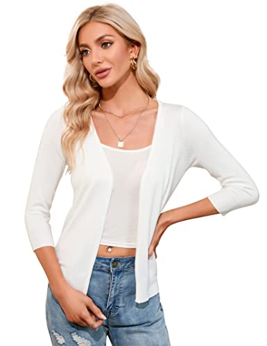 KOJOOIN Damen Bolero 3/4 Ärmel Elegante Schulterjacke Open Front Kurze...