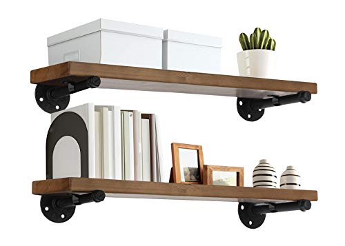 Flash Deals - 50% OFF TEN49 Industrial Wood Shelf - 24" Espresso Rustic Wooden Wall Shelves with Iron Pipes - Contemporary Interior Decor Floating Shelving with Pipe Brackets - Farmhouse Style Bookshelf Set of 2 Flash Deals - 50% OFF TEN49 Industrial Wood Shelf - 24" Espresso Rustic Wooden Wall Shelves with Iron Pipes - Contemporary Interior Decor Floating Shelving with Pipe Brackets - Farmhouse Style Bookshelf Set of 2