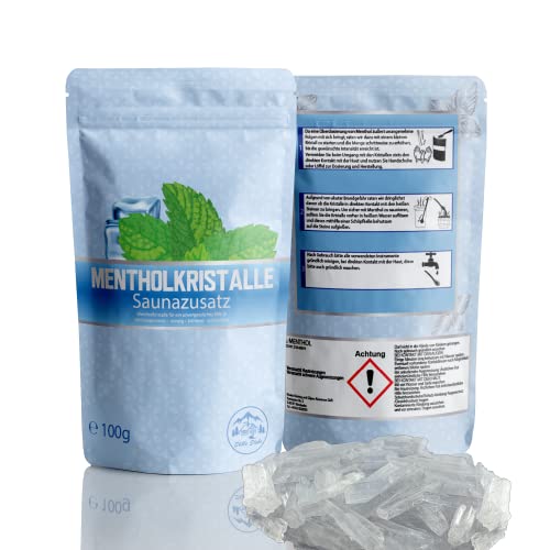 100g Premium Mentholkristalle | 100% Reine Minze | Intensives Saunaerlebnis mit Frischekick | Naturrein & Hochwirksam | Perfekt für Saunaaufgüsse | In Wiederverschließbarerem Beutel