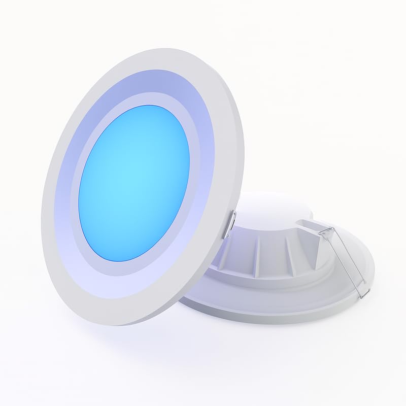 Image of elleys' Zain 6 Watt Junction Box Led Ceiling Light| Cut Out- 75 mm|BIS Certified| Blue Color Ceiling Light for Hall,Room,Office | Led Downlighter Colour (Blue) Pack of 8
