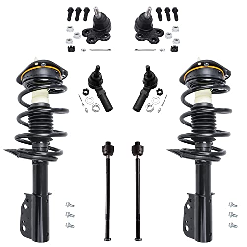 Image of Detroit Axle - 8pc Front Suspension Kit for 00-05 Buick LeSabre Cadillac DeVille Pontiac Bonneville, 01-03 Olds Aurora, 2 Struts & Coil Spring 2 Lower Ball Joints 4 Tie Rod Ends Replacement