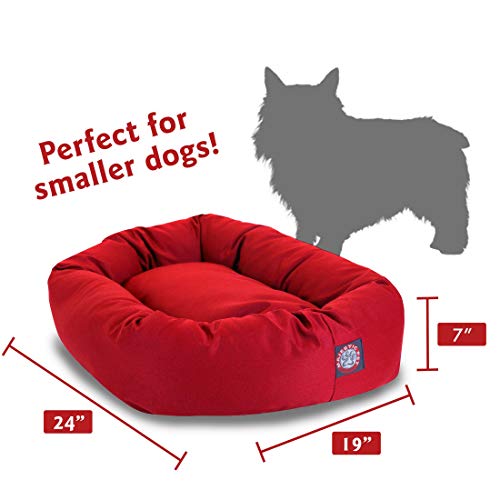 Image of Majestic Pet 24 Inch Bagel Calming Dog Bed Washable - Cozy Soft Round Pet Bed with Spine Support for Dogs to Rest their Head - Fluffy Donut Puppy Bed 24x19x7 (Inch) - Small - Red