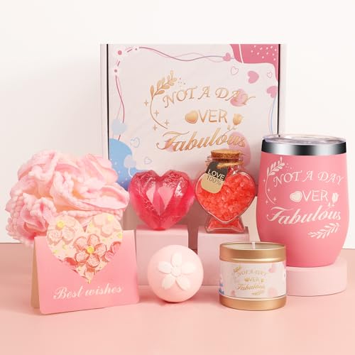 Birthday Gift Baskets for Women, Relaxing Spa Gift Set for Women, Care Package Get Well Soon Box for Her, Mom, Sister, Wife, Daughter, Friend, Gift Idea for Mother's Day, Christmas