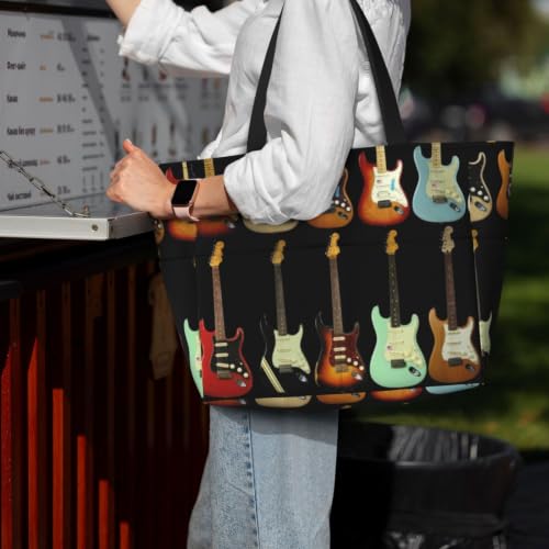 Bolsa ligera de viaje espaciosa con motivos de guitarra para camping y playa 3