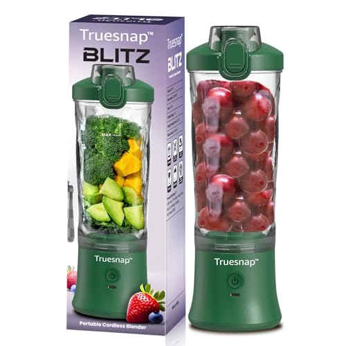 Image of BLITZ Portable Blender 600ml - ISI Approved | Made in India |Pulse & Blend Mode, 230W Motor, 6-Blade, Leakproof Lid - Mixer for Smoothies, Protein Shakes, Gym, Office (Olive Green)
