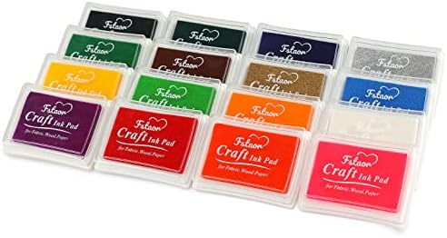 Fstaor 16 Colors Craft Ink Pads for Stamps, Non-Toxic Washable Stamp Pads for Kids, Paper, Wood, and Fabric (16 Pack)
