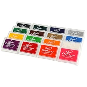 Fstaor 16 Colors Craft Ink Pads for Stamps, Non-Toxic Washable Stamp Pads for Kids, Paper, Wood, and Fabric (16 Pack)