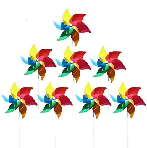 Molinillos De Viento (8 por Paquete) Molinos de Viento de Colores como Regalos para Que los niños jueguen, o como una decoración para Jardines...