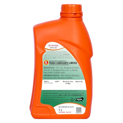Image of PALCO Hypoid 85W140 Heavy Duty Gear Oil 1 Litre (Pack of 1), API GL-5 Gear Oil for Car and Commercial Vehicles, Manual Gearbox & Axles, High Load Protection & Smooth Shifting