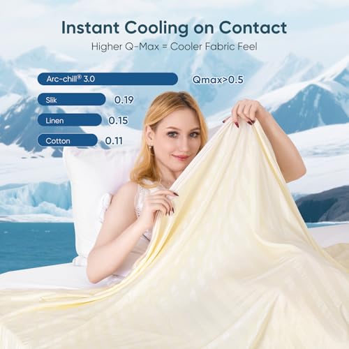 Image of Elegear Revolutionary Cooling Blanket, Absorbs Heat to Keep Body Cool for Night Sweats, Double Sided Arc-Chill3.0 Cooling Fiber Q-Max>0.5, Lightweight Summer Cold Blankets for Sleeping 90 inch x 108 inch