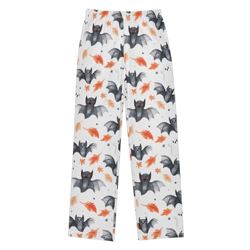 Pajama Pants Bats and Maple Leaf PJ Bottoms Sleepwear Lounge Sleep Pant with Pockets