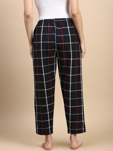 Image of KRYPTIC Women's 100% Pure Cotton Woven Pyjama | Mid Rise Relaxed Fit Full Length Nightwear Pant with Elasticated Drawstring Waistband & Side Pocket | Comfortable Lounge, Sleepwear & Casual Bottom Wear