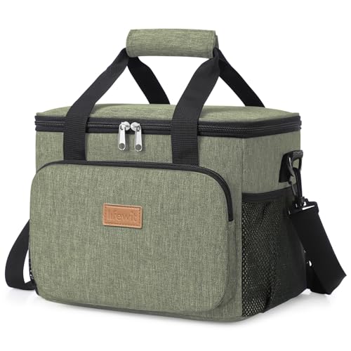 Lifewit Borsa Termica Porta Pranzo 9L(12 Lattine), Medio Borse Frigo Pranzo Ufficio per Uomo e Donna, Lunch Bag per Lavoro, Mare, Viaggio, Spiaggia, Verde Scuro