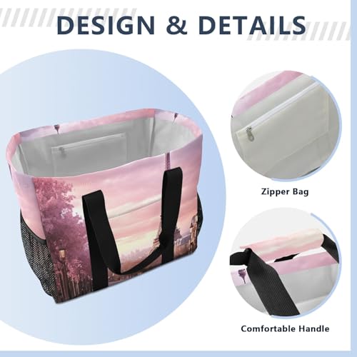 Romantic Paris Eiffel Tower Large Beach Bag Waterproof Beach Tote Bags for Women Travel Gym Pool4