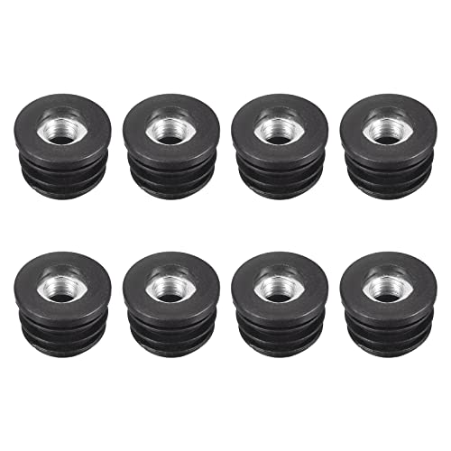 Image of uxcell 8Pcs Inserts for Round Tubes with M8 Thread, for 22mm /0.87 inch OD, Black Plastic Plug Caster Insert Chair End Caps Furniture Leg Plug