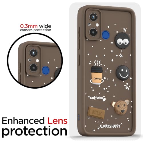 Image of Outlouders Back Cover for Redmi 12C 4G | 3D Cartoon Bear Cute Fun Silicone Full Body Protection Bumper Case (Brown)