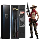 2-3 Gun Safe for Rifles and Pistols, Rifle Safes for Home, Long Gun Cabinet for Shotgun, Gun Locker with Quick Assess Password Lock, Dual Alarm & Mute, No Assembly Required