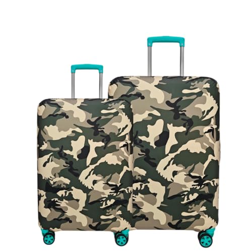 Image of Printed Polyester Suitcase Cover Stretchable Luggage Protector Trolley Bag Cover Travel Accessory (Fougi Green-M,L)