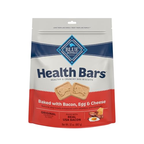 Image of Blue Buffalo Health Bars Crunchy Dog Biscuits, Oven-Baked with Natural Ingredients, Bacon, Egg & Cheese, 32-oz Bag