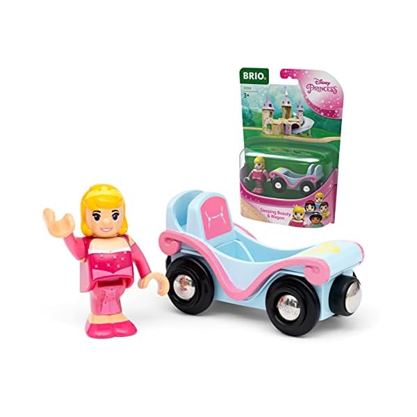 BRIO Disney Princess 33314 Dornröschen mit Waggon - Ergänzung Holzeisenbahn - Empfohlen ab 3 Jahren