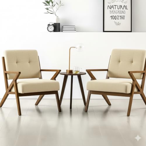 Image of Premium Sheesham Wood Arm Chair with Cushion || Cane Chairs for Balcony || Wooden Dining Chair for Living Room Furniture, Armrest Chair Garden Chairs Outdoor & Indoor || Brown Finish