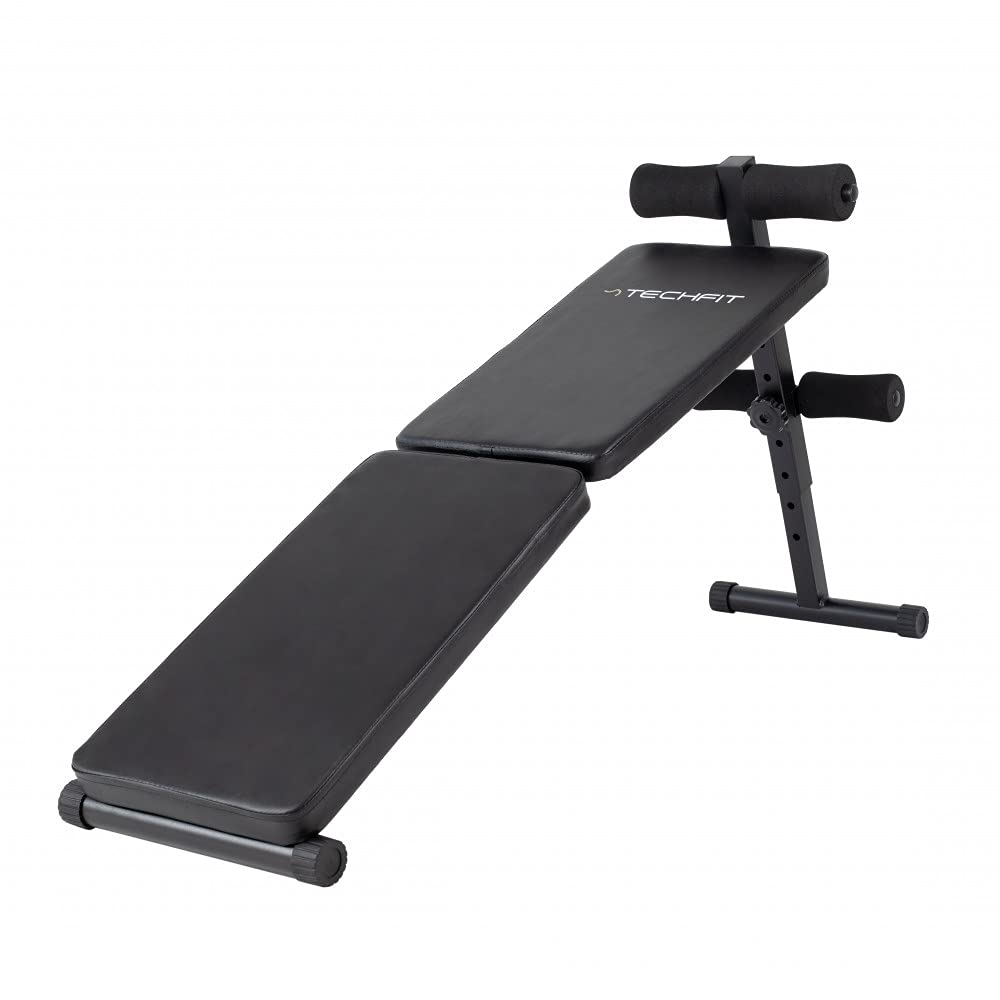TechFit Panca da Allenamento Nera, Panca Multifunzione Regolabile per Esercizi di Sollevamento Pesi e Tonificazione, Allenamento Completo del Corpo, Pieghevole Piatto Inclinazione Declino