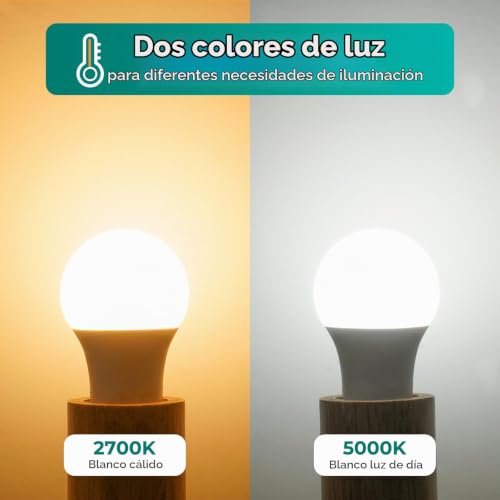 Bombilla LED E27 A60 DiCUNO 15W, luz blanco frío 5000K, pack de 6 unidades no regulables 5
