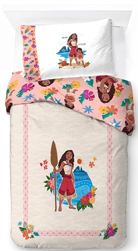 Jay Franco Disney Moana 100% Coton Parure de Lit Simple - Inclus Taie d'oreiller 50 x 70 cm